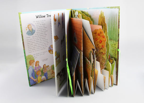4人の色刷の子供によっては本/3dを現れます中綴じの結合が付いている本がぽんと鳴らします