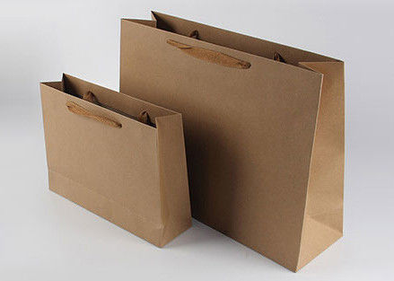 カスタマイズされた長方形のバルク紙袋、ハンドルが付いている明白なクラフトの買い物袋