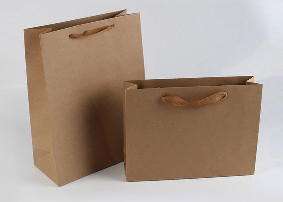 カスタマイズされた長方形のバルク紙袋、ハンドルが付いている明白なクラフトの買い物袋
