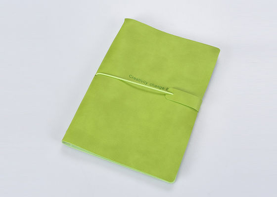 伸縮性がある革紐小さい多従がうノート、草色の板紙表紙のノート