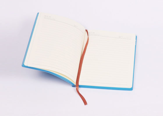 Puの色の端および腹バンドが付いている革淡いブルーの紙表紙のノート
