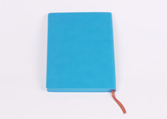 Puの色の端および腹バンドが付いている革淡いブルーの紙表紙のノート