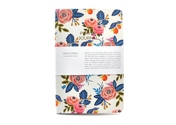 美しい花いっぱいのパターンが付いている光沢のある紙表紙のノート/立案者のノート