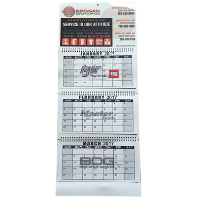 新年のギフトのための3つの折目の屈筋の印刷のアート ペーパーの壁掛けカレンダー128gram